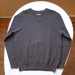 John Bartlett Consensus 100% Cotton Dark Brown V Neck Sweater Size Large